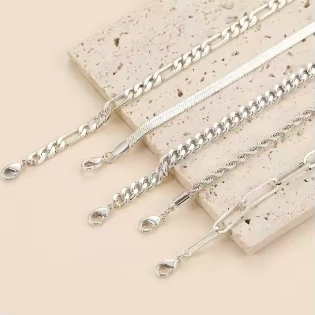 14K Silver Plated Dainty Bracelets Set For Women