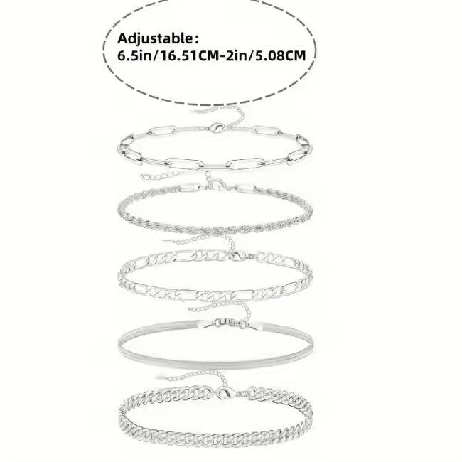 14K Silver Plated Dainty Bracelets Set For Women